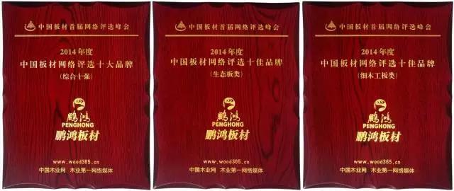 鵬鴻實力再獲肯定，蟬聯木業網2017年度“生態板十大品牌”